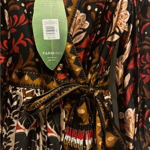 Farm Rio patterned wrap mini dress, size XS, with tags